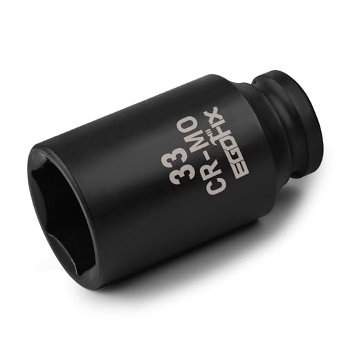 Image of 1 /2 inch Drive Deep Impact Socket, 33mm Metric Socket, Axle Nut Socket CR-MO 6 Point for Easy Removal of Axle Shaft Nuts