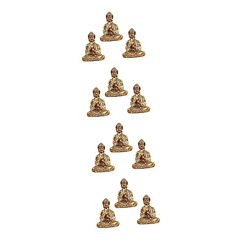 Conjunto de 12 Pequeñas Estatuas de Buda en Metal