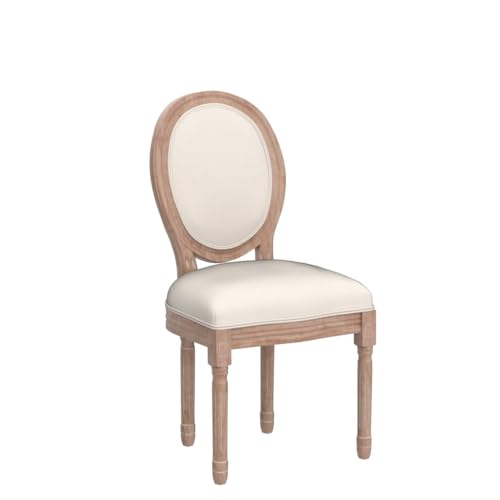 Image of Virabit French Country Dining Chairs Set of 2, Vintage Louis Chairs with Curved Backrest and Beautifully Carved Solid Wood Frame Farmhouse Dining Chairs for Living Room, Kitchen, Restaurant