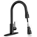 Black Kitchen Faucet, Kitchen Faucets with Pull Down Sprayer, Matte Black RV Kitchen Sink Faucet, 15.5-Inch Faucet for Kitchen Sink for 3 Hole