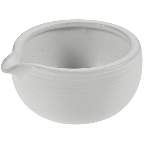 BinZyronic 抹茶茶碗 日本陶器 白 ? 注ぎ口付き セラミックボウル 茶道用 家庭用 食器 デザートカップ兼用