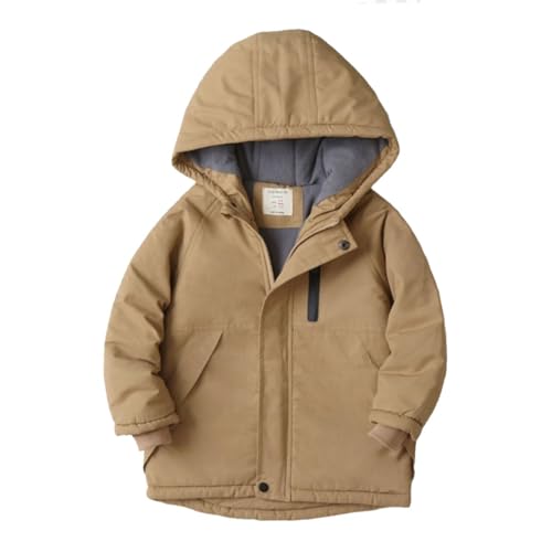 ACURYX Abrigo con capucha unisex para niño o niño, de invierno, acolchado de algodón, cortavientos, 4-13 años, verde caqui, 13-14 Años