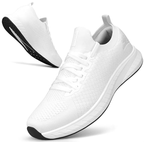 Image of Mens Slip on Lightweight Walking Shoes Non Slip Breathable Running Shoes Comfort Tennis Workout Gym Sneakers with Shoelace