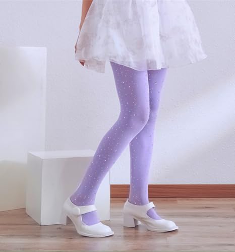 Image of LUCKELF Girls Glitter Tights, Soft Opaque Tights Sparkle Rhinestone Tights School Dress Dance Stockings