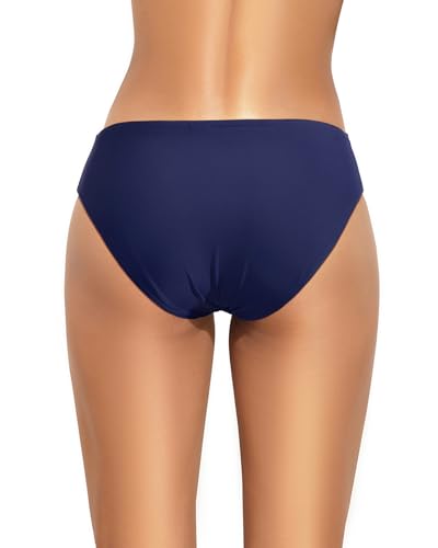 Image of Women Bikini Bottom Full Coverage Bathing Suit Bottoms Swimsuit Bottom | Low Waist Design, Side Strap Cutout, Full Rear Coverage, Secure Fit, Soft Breathable Fabric