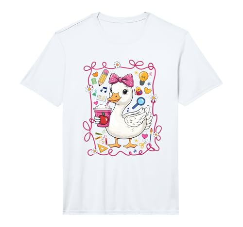 Coquette Bow Goose Teacher Preppy Floral Back to School Performance T-Shirt
