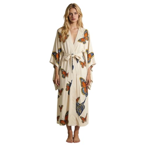 Peignoir kimono imprimé floral femme WWricotta à manches longues