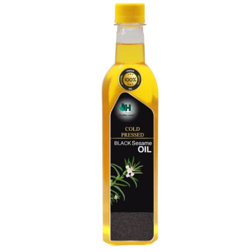 Healthy Roots 500ml Cold Pressed Black Sesame Oil (Virgin, Chekku/Ghani) - 0.5L Wood Pressed Black Sesame Oil for cooking