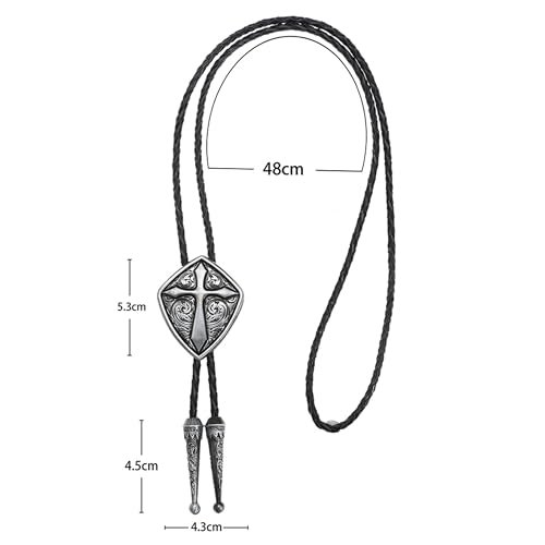 Image of Western Cowboy Bolo tie for Men Women Gold Silver Death Skull Moth Cross Bolo Tie Christmas Deer Rooster Wolf Necktie Gift