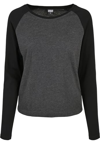 Urban Classics Ladies Contrast Raglan Longsleeve Frauen Langarmshirt Charcoal/schwarz S