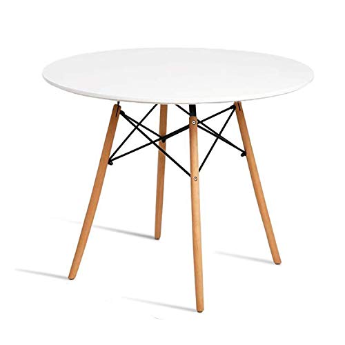 Chosimo Dining Table Round Coffee Table Modern Tea Kitchen Wooden Table Table Bar Table MDF Top with Natural Beech Wood Legs
