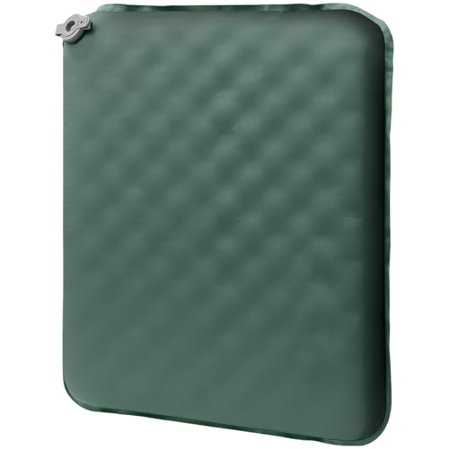 Kronabelle Cojín de asiento inflable, tapete de camping portátil con prensa de pie, TPU de nailon ligero, para avión, camping, viajes, verde, 16.9 x 13 pulgadas