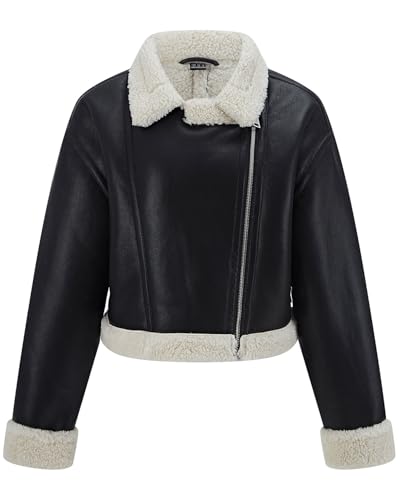 Veste de moto en cuir sherpa femme pour vos road-trips d'hiver