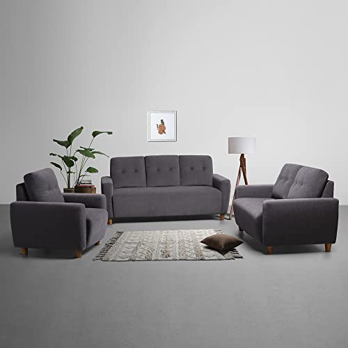 Image of Sleepyhead Yolo Designed by Duroflex - 6 Seater Sofa 3+2+1 Sofa Set |Premium Fabric, Plush 3-Layer Cushioning |Buttonless Tufted & Anti-Sag Comfort |Stylish & Durable |3 Years Warranty - Sesame Grey