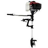 4 Stroke Outboard Motor，4 hp Outboard Boat Motors，Gas Powered Boat Marine Engine，Water Cooling Outboard Boat Motor for Inflatable, Kayak, Dinghy, Canoe, Sailboat (Silver Outboard Motor)