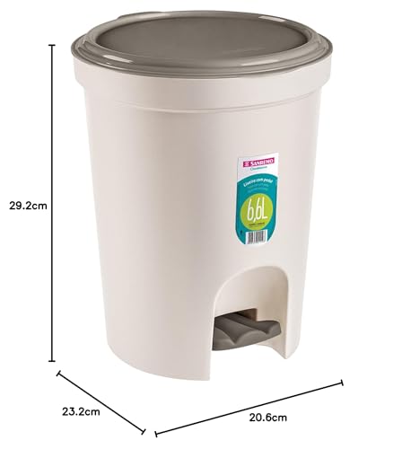 Lixeira Redonda com Pedal, 6.6L, Cinza, Sanremo