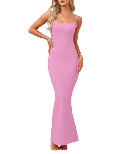 Image of AUSELILY Womens Bodycon Maxi Dress Square Neck Sexy Slip Long Dress | Sleeveless slip design with a long skirt line, Going out dress for celebrations, Style with heels