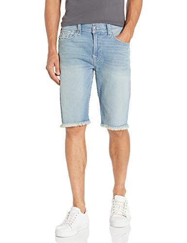 True Religion Men's Ricky Big T Straight Leg Short with Flap Pocket, Cruise Blue, 34