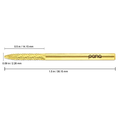 Pana 3/32" Cuticle Clean Nail Carbide Bit For Professional, Nail Salon, Nail Trimmer, Under Nail Cleaner, Electric Drill Machine, Manicure Tools (Gold-Unc, Extra Fine) #TOP1