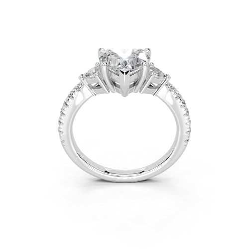 IGI Certified Lab Grown Diamond Engagement Ring with Trilliant Side Diamonds & Pave Band For Women4