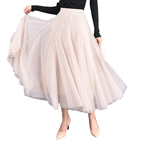 Jupe trapèze en tulle extensible beige pour toutes les morphologies