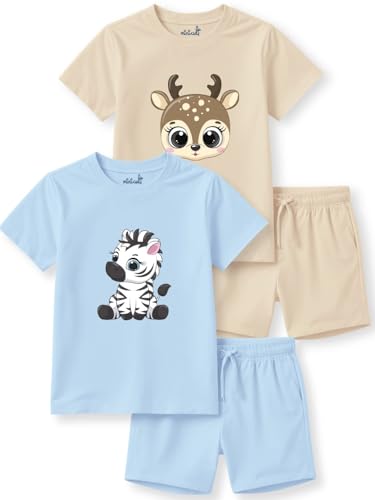 Image of minicult kids Kids Cotton Shorts and Matching Tshirt Coord clothing set with Cute Prints Clothing Set (200gsm Cotton Fabric)(pack of 2)