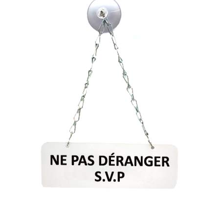 Signalétique.biz France - Enseigne a Suspendre de Signalisation Pour Commerces Hôtels Restaurants - Ne pas Déranger - PVC 1,5 mm avec Ventouse et Chainette Inclus