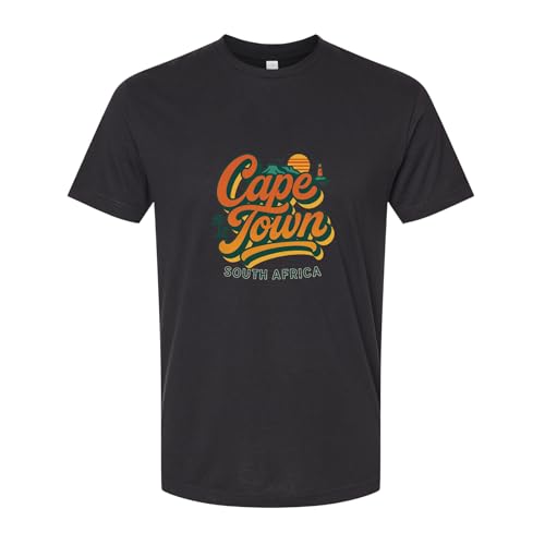 R and R Imports Cape Town South Africa Typographic Design Black Souvenir Unisex Cotton Crew Neck T-Shirt - Large Front Graphic (XL)