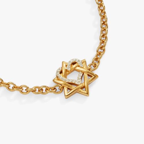 Alex and Ani Star of David Heart Bracelet, 14kt Gold Plated2