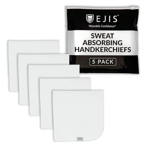 Ejis - Sweat-Absorbing Handkerchief, Quick-Dry Microfiber Towel, Microfiber Handkerchief with Anti-Odor Technology Handkerchiefs for Women and Men, Pack of 5 | White, 12”x12” Cover