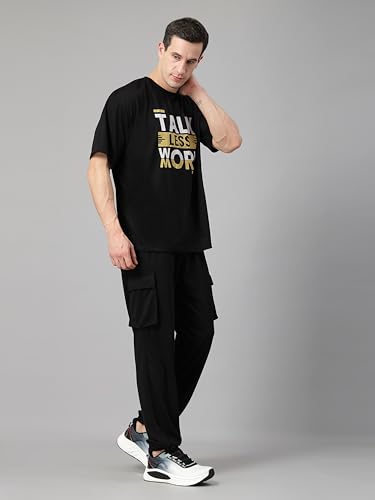 Image of CHKOKKO Men Printed Casual Summer Wear Coords Stylish Gents Cord Set Half Sleeves Co Ord Track Suit Round Neck Western Co-ord Set