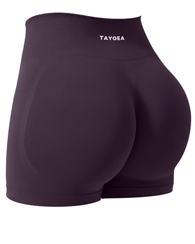 TAYOEA Sport Shorts Damen Scrunch Butt Lifting Gym Kurze Sporthose Push Up Booty Workout Kurze Leggings Seamless Radlerhose Damen für Yoga Fitness Jam Cherry,XL