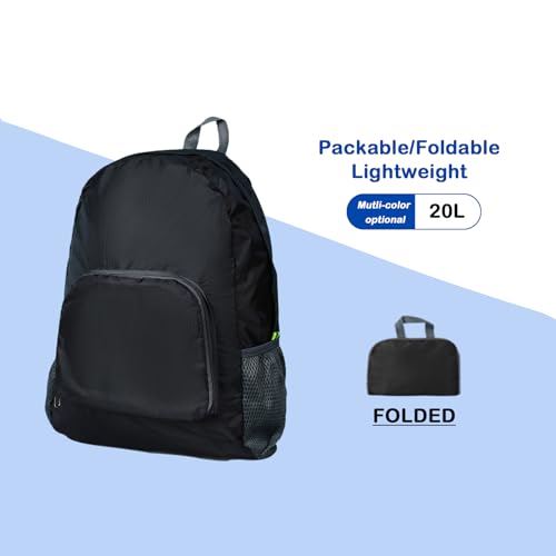 Mochila ligera plegable para senderismo de 20L negra miniatura 3