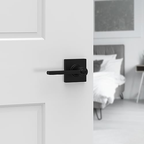 Image of Kwikset Casey Hallway Passage and Bed /Bath Privacy Door Handle 6 Pack, 3 Passage Levers and 3 Privacy Levers, Matte Black Reversible Interior Handles, with Microban