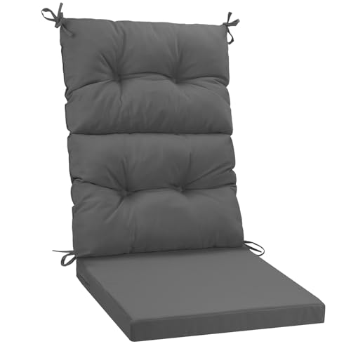 PRIMEPATIO Gartenstuhl-Auflagen Hochlehner Set Bequeme Outdoor Sitzkissen für Gartenstühle & Klappstühle Weiche Hochlehner Auflagen für Balkon Terrasse & Gartenmöbel Dunkelgrau