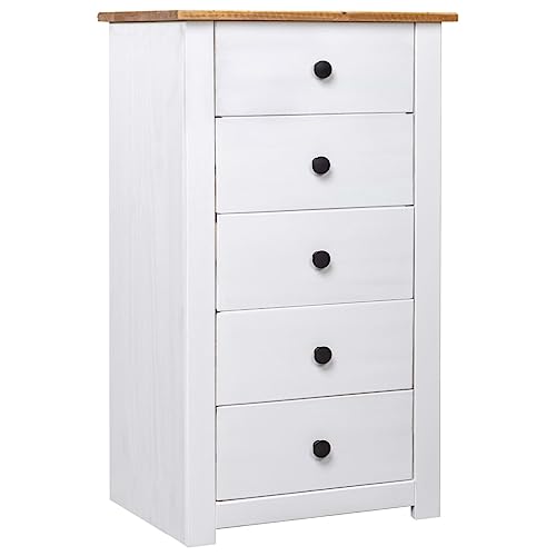 NAVIYERA Cómoda con cajones, aparador blanco, 46 x 40 x 89 cm, pino Panamá, cajonera estrecha para pasillo, salón, dormitorio