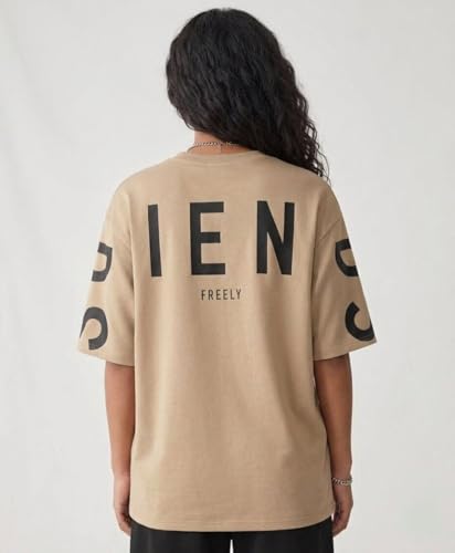Image of ColorChakra Cotton Oversized Tshirt for Womens Down Shoulder Loose fit t-Shirt Women Baggy Style Oversize t-Shirt Korean fit