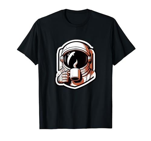 Astronaut Aesthetic Drinking Coffee Spaceman Planets Galaxy T-Shirt