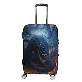 Funda de equipaje con diseño de serpiente negra en llamas, aprobada por la TSA, elástica, lavable, antiarañazos, funda protectora para maleta, compatible con, Serpiente negra en llamas, XL, Funda para