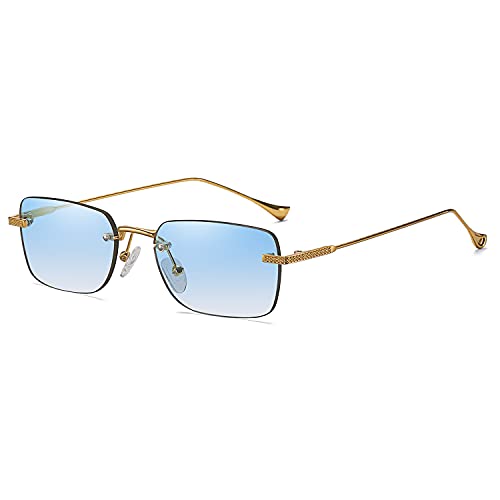 SHEEN KELLY Retro Rimless Sonnenbrille für Männer Frauen Unruhrin-dünne Rahmen Rechteckige Sonnenbrille UV-Portion Sonnenbrillen Cover