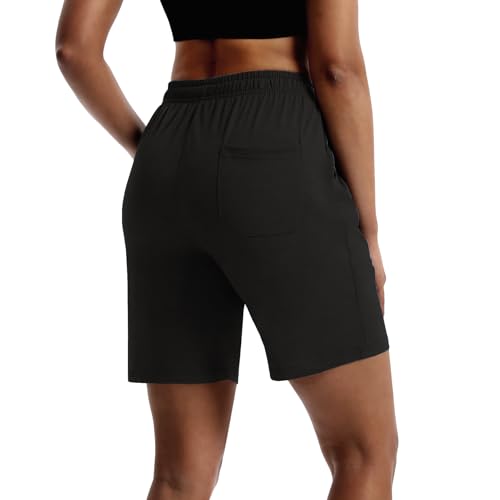 LUCKYCATCUS Women's 7" Bermuda Shorts Jersey Shorts with Pockets Workout Yoga Athletic Long Shorts for Women4
