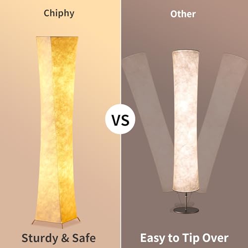 Chiphy SF212-107(A) Floor Lamp, Dimmable 61 Inch Tall Standing Lamp, 3 Levels Adjustable Brightness 12Wx2 Led Bulbs, Column Floor Light W/White Fabric Shade thumb #3