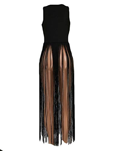 SEMATOMALA Women's Long Fringe Tassel Tank Tops Summer Sexy Sleeveless Flowy T Shirt Maxi Dress Party Clubwear3