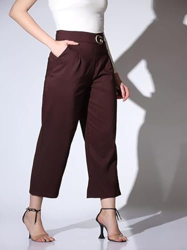 Image of DHRUVI TRENDZ Trousers for Women | Women Relaxed Fit Trousers | Women's High-Waisted Pant | Women Trousers Pants | Korean Trousers for Women