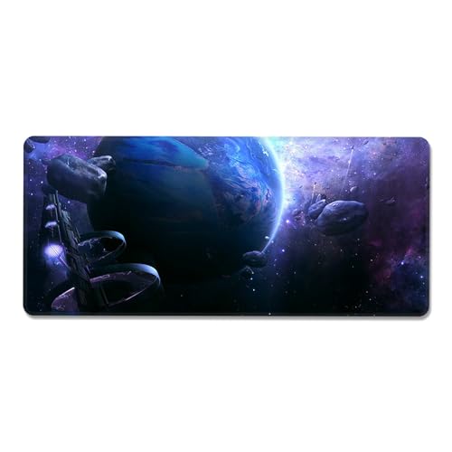 ユニバース、ギャラクシー、 XL(80cm x 30cm)、拡張大型マウスマットデスクパッド、ステッチエッジ、滑り止めラバーベース、キーボードパッド(11.8 x 31.5インチ) (20)、ZY-3101