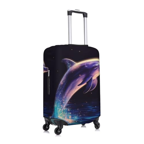 Travel Luggage Cover Elastic Anti-Scratch Suitcase Protector Washable Travel Suitcase Cover Glitter Dolphin Luggage Protector Fits 18-32 Inch Suitcase3