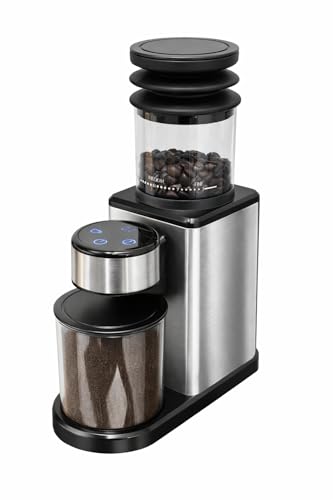 OrkeyDolk Macinacaffè elettrico per la casa, in acciaio inox, macinacaffè a 25 gradi, macinacaffè silenzioso per caffè espresso e caffè con filtro e moka