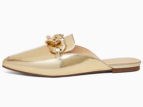 Image of Juliet Holy Womens Mules Flats Pointed Toe Backless Loafers Slip on Metal Chain Slides