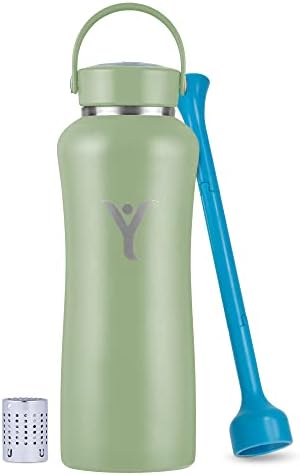 DYLN 40 oz Alkaline Water Bottle | Creates Premium Water up to 9+ pH | Keeps Cold for 24 Hours | Vacuum Insulated 316 Stainless Steel | Wide Mouth Cap | Sage Green, 40 oz (1.2 L)
