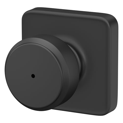 Image of Schlage F40 BWE 622 LFL Bowery Door Knob with Laflin Trim, Bed & Bath Privacy Lock, Matte Black